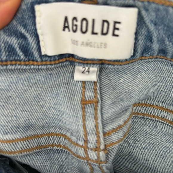 AGOLDE Nico High Rise Slim Fit Button Fly Light Wash Organic Cotton Denim Jeans - Picture 10 of 10